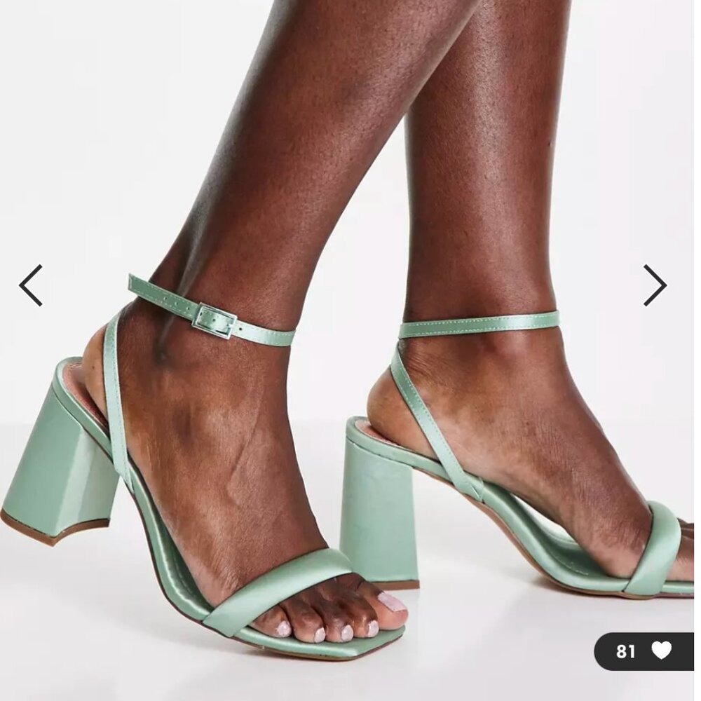 New ASOS DESIGN Hilton barely there block heeled sandals in sage